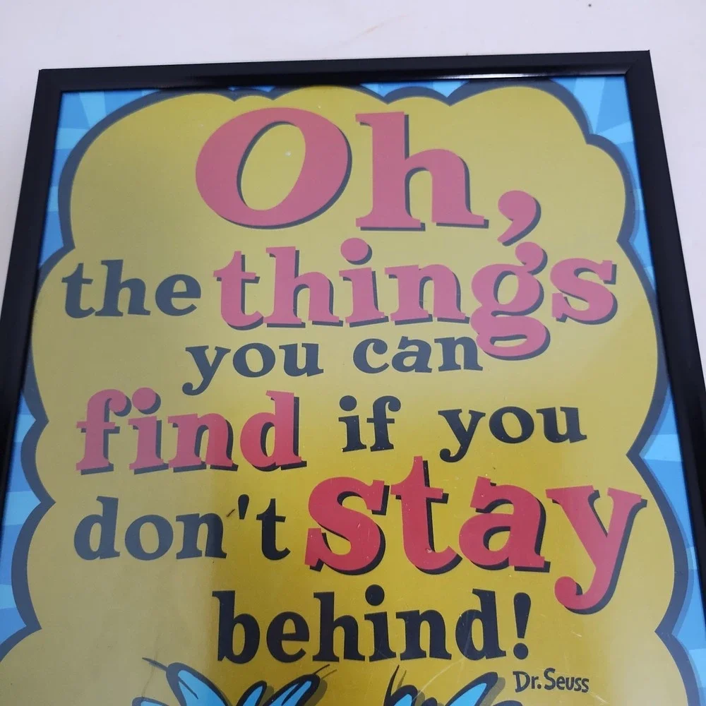 2 Dr. Seuss Framed Quote Wall Art Print Hanging Decor 12.5x8.5‎ Set Lot Of 2